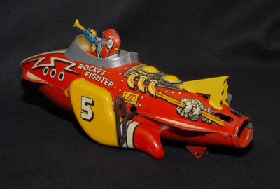 VINTAGE 1930's MARX TIN WINDUP FLASH GORDON ROCKET FIGHTER KING FEATURES Gd Cond